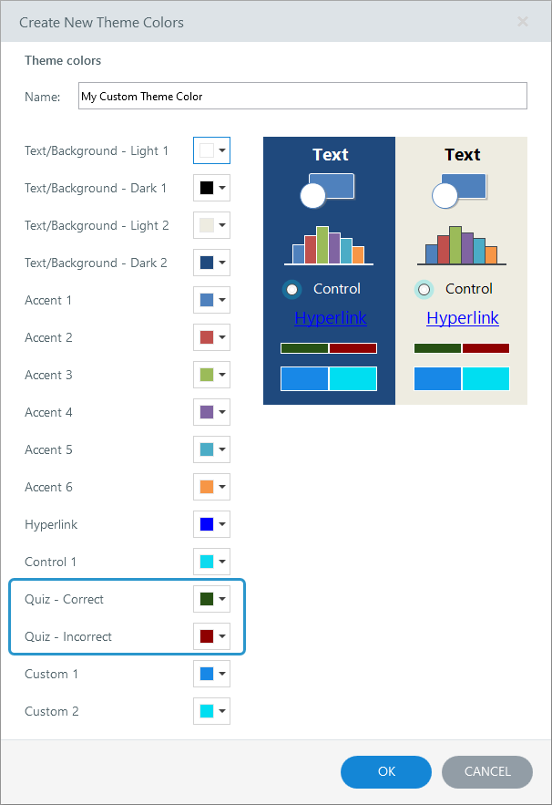 Create New Theme Colors window.