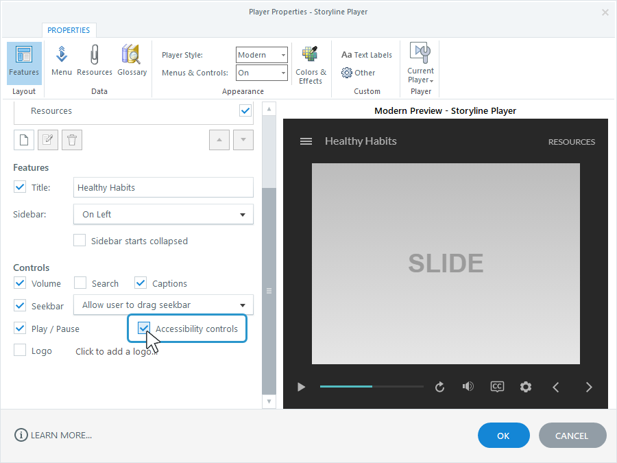 Articulate 360 Storyline 360 Adjustable Accessibility Settings Articulate Support