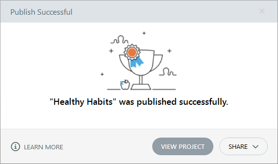 La finestra Publish Successful in Storyline 360.