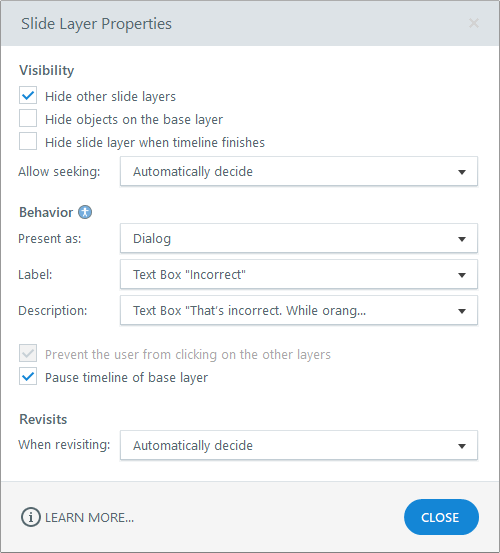 Slide Layer Properties window.